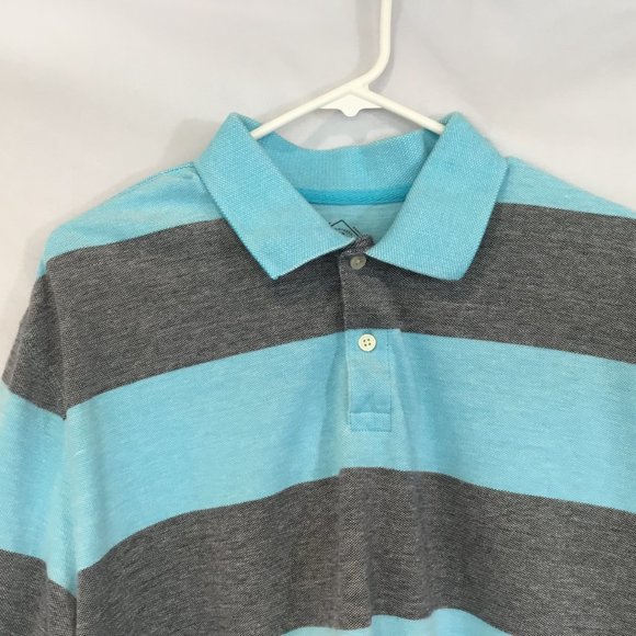 St. John's Bay Men's 2-Button Cotton Polo Shirt Short Sleeve Striped Size XL - Picture 3 of 11